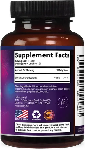 Miniatura 9 de Suplementos de zinc de 40 mg – Apoyo inmunológico de alta potencia y suplemento antioxidante – El mejor suplemento de zinc para la salud de la piel
