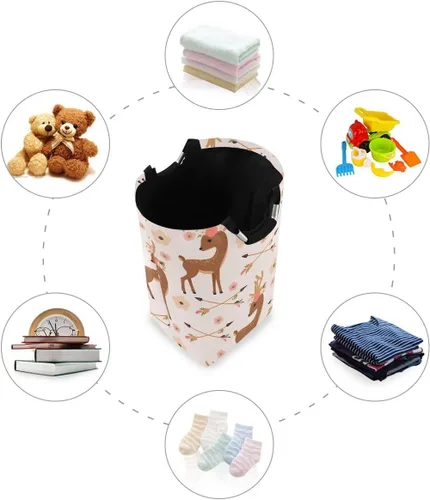 Miniatura 4 de senya Cesta de almacenamiento grande de ciervos con flechas de flores, organizador plegable, cesta de lavandería para guardería, ropa, juguetes