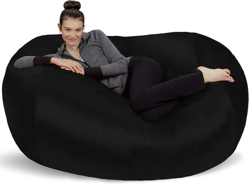 Miniatura 49 de Sofa Sack Funda para silla puff solamente, sin relleno, cómoda funda de repuesto para silla redonda, 5 pies, color carbón Carbón - Solo funda