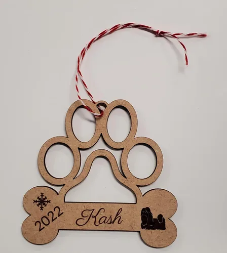 Miniatura 6 de Personalized Paw Print Dog Ornament — Custom Dog Bone Holiday Keepsake with Name, Year & Silhouette — Christmas Tree Decoration for Pet Lovers