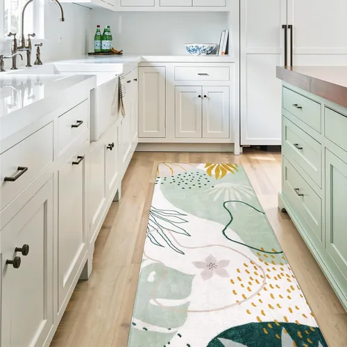 Miniatura 2 de Lahome Alfombras Corredoras Verdes para Pasillo 2x8 Antideslizantes Lavables Alfombras de Cocina Ligeras de Pelo Bajo Alfombra Corredor