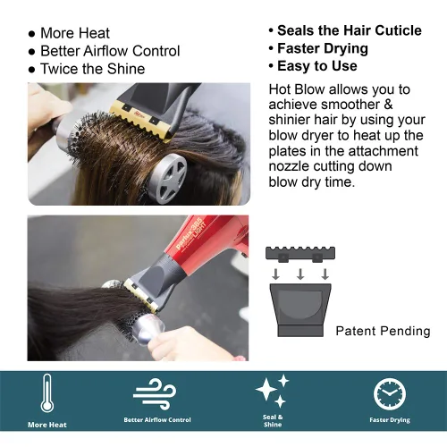 Miniatura 4 de Turbo Power Twin Turbo 3900 Advanced Ionic & Ceramic Eco Friendly Gold Secador de pelo + accesorio M Hair Designs Hot Blow (paquete) – Secado