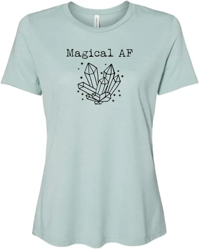 Cute Women's Screen Printed Crew Neck Tee, Shirts With Sayings, Dusty Blue or Olive