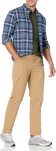 Miniatura 31 de Amazon Essentials Camisas de franela de manga larga para hombre, corte ajustado, a cuadros con botones