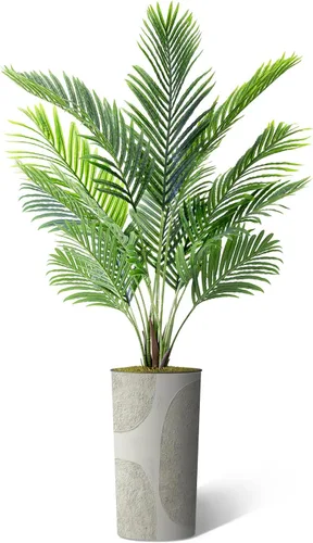 Miniatura 2 de Árbol artificial en maceta de diseño opcional, palmera tropical areca falsa de seda para decoración del hogar en interiores y exteriores, altura
