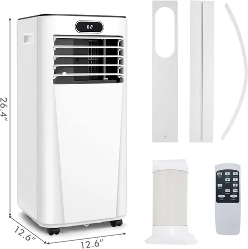 Miniatura 8 de GOFLAME Aire acondicionado portátil de 10000BTU, enfriador de aire y deshumidificador 3 en 1 con control remoto, modo de suspensión, 2 velocidades