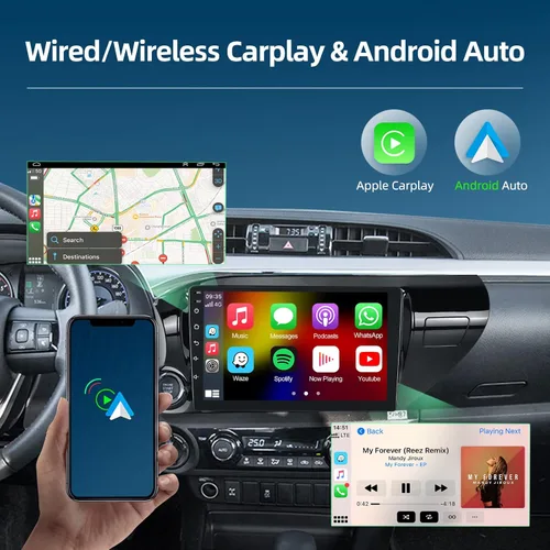 Miniatura 4 de [2 GB+64 GB] Radio de coche para Toyota Hilux 2015-2020, pantalla táctil de 10.1 pulgadas estéreo de coche con sistema Android 13, Carplay y Android