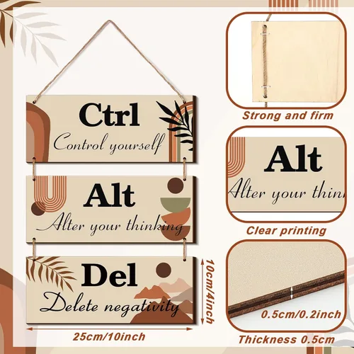Miniatura 4 de Lewtemi Decoración de pared bohemia para oficina, letreros inspiradores de verano, de madera rústica, decoración de Alt Del con dicho colgante