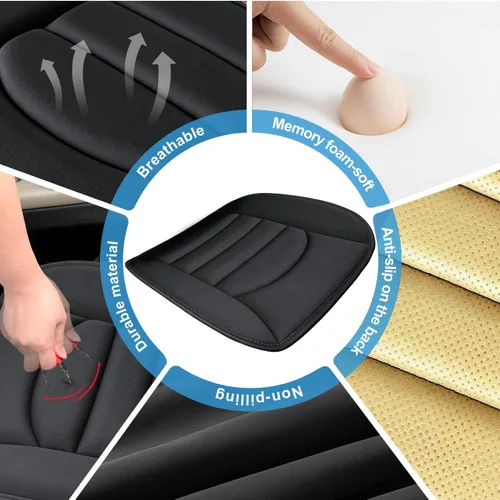 Miniatura 4 de Cojín de asiento de automóvil, cojín de espuma viscoelástica de 1.2 pulgadas para aliviar la presión, cojín de asiento para automóvil, diseño