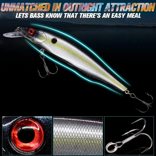 Miniatura 3 de Kit de Señuelo Jerkbait XFISHMAN - Señuelo de Peces Pequeños - Suspendido - Lubina, Lubina de Boca Pequeña, Lucioperca, Lubina de Boca Grande - 1