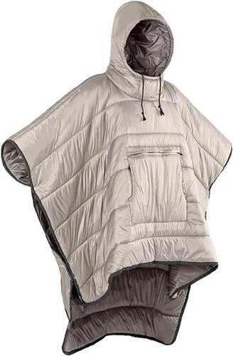 Miniatura 10 de Abrigo tipo poncho con capucha para invierno, abrigo para acampar al aire libre, manta de edredón pequeña, resistente al agua, saco de dormir, capa