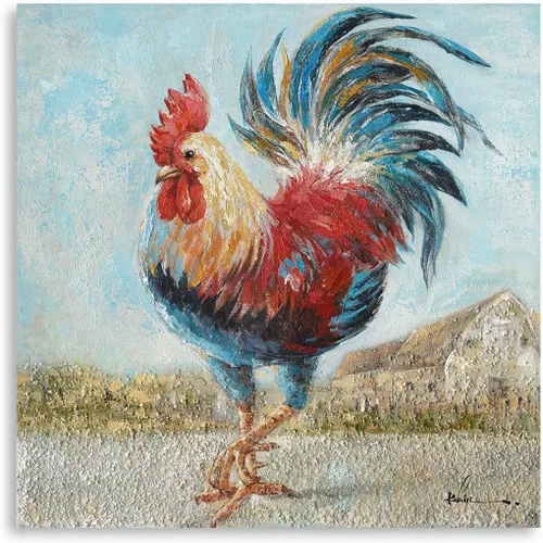 Kunstorner Arte de pared de gallo para decoración de cocina, estilo vintage, decoración de cocina de granja antigua, fotos de 13.5 x 13.5 pulgadas