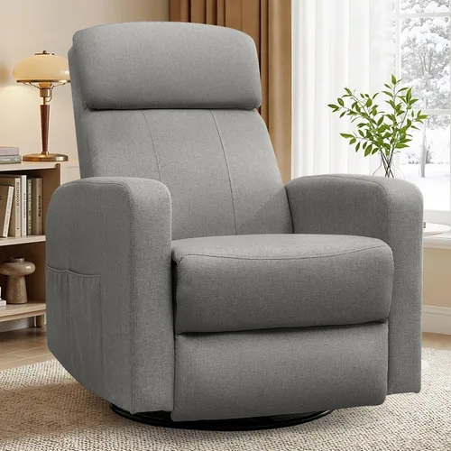 Miniatura 15 de Korser Sillas reclinables eléctricas giratorias para adultos, mecedora eléctrica para guardería, silla reclinable con bolsillo lateral clasificado
