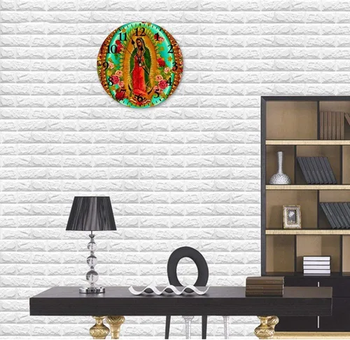 Miniatura 2 de Reloj de pared decorativo divertido Nuestra Señora Guadalupe Mexicana Santa Virgen María reloj de pared redondo silencioso sin tictac para oficina