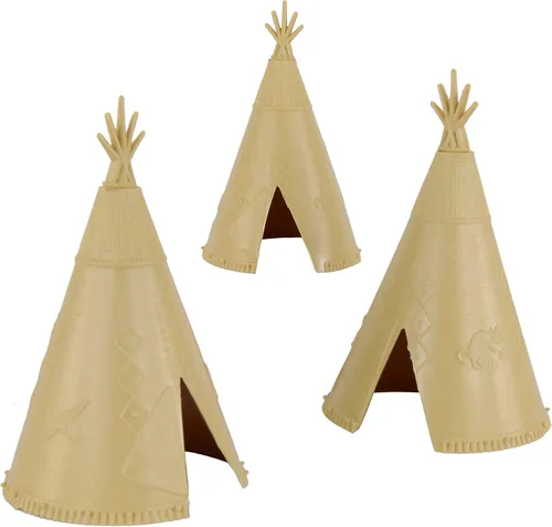Miniatura 7 de BMC Classic Plains Indian Teepees - Juego de 3 piezas de plástico occidental marrón Accesorios