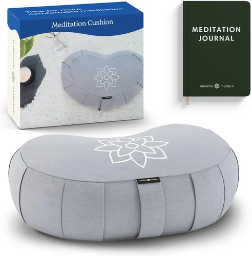 Miniatura 11 de Mindful Modern Cojín grande de meditación para Zafu Yoga - Almohada de meditación para sentarse en el suelo - Cojín de yoga relleno de cáscara