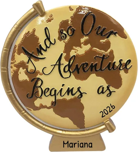 Adorno personalizado para árbol de Navidad de viaje 2025 – Globo de viaje Adornos de Navidad alrededor del mundo, regalos para pasaporte de viajeros