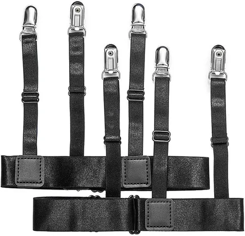 Mens Shirt Stays Garters Holders Premium Shirt Stays for Men Police Military Law Enforment, Elastic Shirt Tuckers