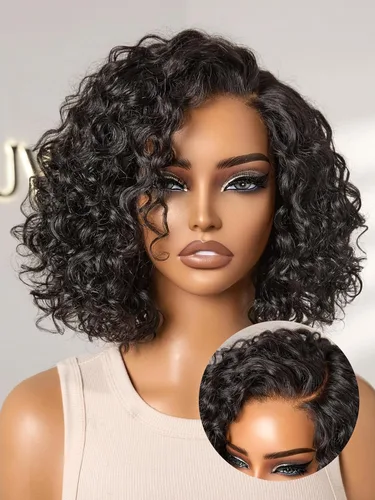 Miniatura 49 de LUVME HAIR - Peluca de cabello humano estilo Bob, de 8 pulgadas, precortada, sin pegamento, con cierre de encaje HD, predepilada, cabello humano