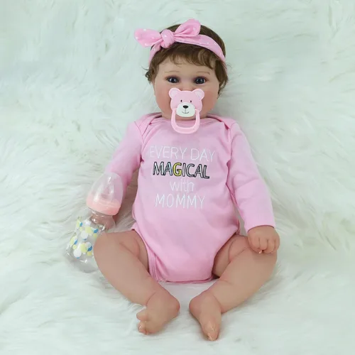 Muñecas Reborn Baby Girl, muñecas realistas de 18 pulgadas con cuerpo completo de silicona de vinilo suave para niñas, muñecas realistas con diadema