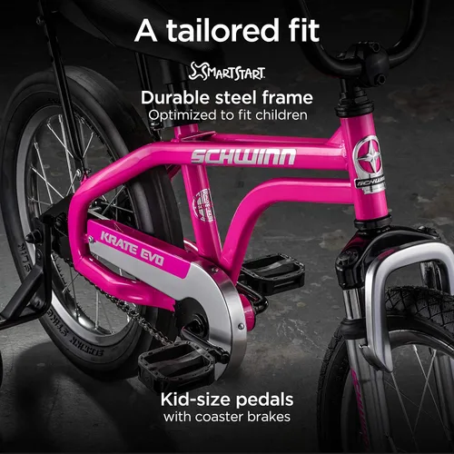 Miniatura 4 de Schwinn Krate EVO - Bicicleta infantil para niños y niñas de 3 a 5 años, ruedas de 16 pulgadas, suspensión delantera, neumático trasero Slik, altura