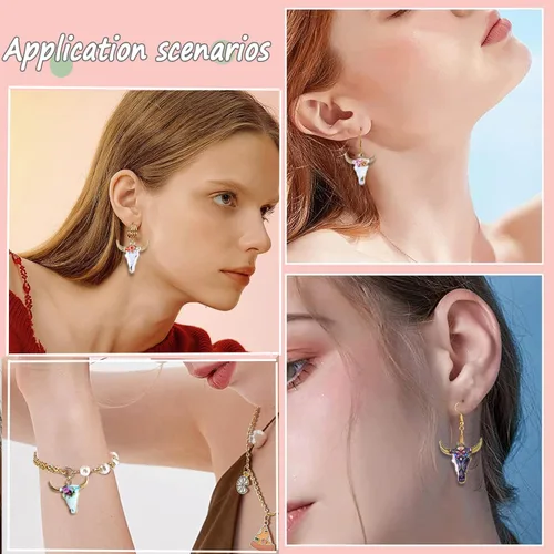 Miniatura 3 de Colgantes de Esmalte Chapados en Oro Vacas Encantos de Animales Metálicos para Aretes, Collares, Pulseras, Llaveros, Accesorios de Joyería DIY