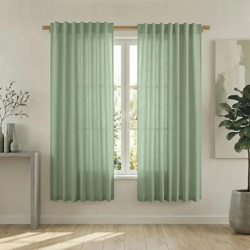 Miniatura 83 de Cortinas de lino azul claro de 90 pulgadas de largo para sala de estar, dormitorio de niñas, guardería, decoración acogedora de verano, bolsillo