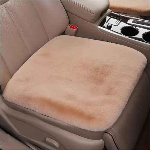 Miniatura 12 de Paquete de 2 cojines para asiento delantero de automóvil, funda suave y cálida de piel sintética de conejo para asiento de automóvil, almohadilla