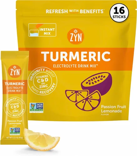 Miniatura 19 de ZYN Paquetes de Mezcla de Bebida de Electrolitos para Hidratación, Polvo de Electrolitos, Paquetes de Hidratación con Cúrcuma Curcumina, Vitamina C