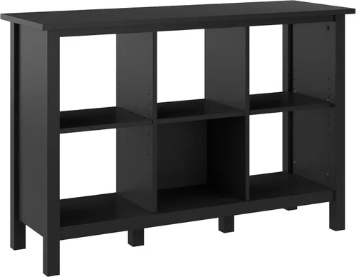 Bush Home Broadview - Estante organizador de 6 cubos en negro clásico, estantería de almacenamiento de cubos pequeños para oficina en casa o