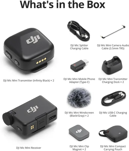Miniatura 6 de DJI Mic Mini (2 TX + 1 RX), audio rico en detalles, micrófono inalámbrico Lavalier para cámara/Android, Vlog para 2 personas, producción en