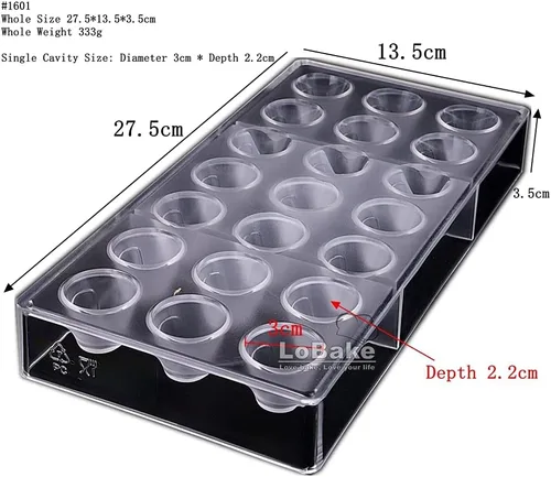 Miniatura 2 de LoBake 21 cavidades de diámetro 1.2 in forma de cono de policarbonato PC chocolate molde caramelo cubo de hielo molde Sugarcraft moldes DIY hornear