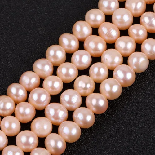 Miniatura 3 de JOE Foreman 7 – 8 mm de agua dulce perla cultivada teñido esférica Loose Beads para joyas Wholesale Beads Luz Salmón 15
