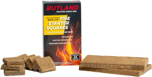 Rutland Safe Lite - Cuadrados de iniciación de fuego, arrancadores de carbón pesado para chimenea, parrilla, barbacoa y fogatas, accesorios de