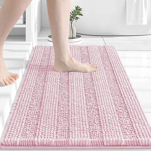 Miniatura 206 de Grandaily Alfombras de baño de felpilla a rayas de 24 x 16 pulgadas, extra gruesas y suaves, absorbentes, parte trasera de goma, alfombra de ducha
