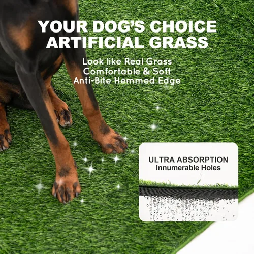 Miniatura 6 de HQ4US 4LEGS Almohadilla de césped para perros con bandeja, extra grande de 45 x 34 pulgadas, almohadilla de césped artificial ultra absorbente