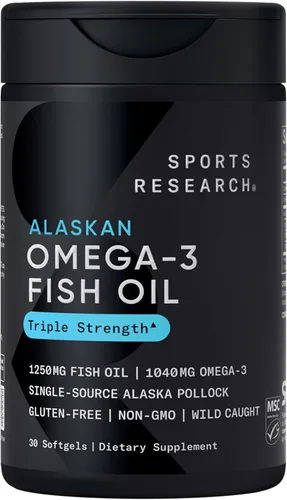 Miniatura 2 de Sports Research® Aceite de pescado Omega 3 Triple Strength 1250mg EPA y DHA de Wild Alaska Pollock Burpless Suplemento de origen sostenible