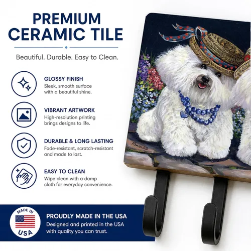 Miniatura 3 de Caroline's Treasures Bichon Frise Sisters - Ganchos para correa o llavero, multicolor