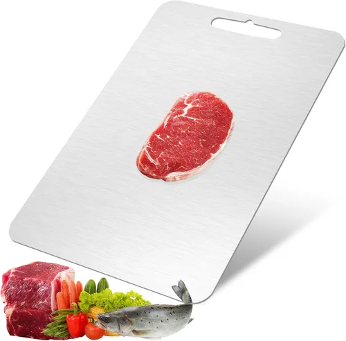 Tabla de cortar de titanio para cocina, tabla de cortar de acero inoxidable de grado alimenticio, fácil de limpiar, duradera y de grado alimenticio,