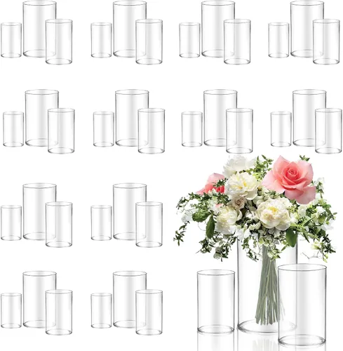 Miniatura 9 de 5 piezas de jarrones de vidrio Cilindro Jarrones para centros de mesa Pequeños jarrones de flores de vidrio transparentes Jarrones para decoración
