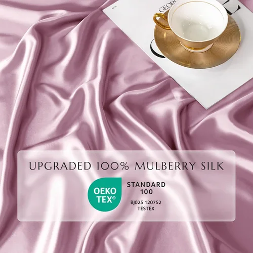 Miniatura 24 de THXSILK Juego de sábanas bajeras de 100% seda de morera, 3 piezas de seda 7A+, transpirable, suave, sábana bajera de 16 pulgadas de profundidad, 2