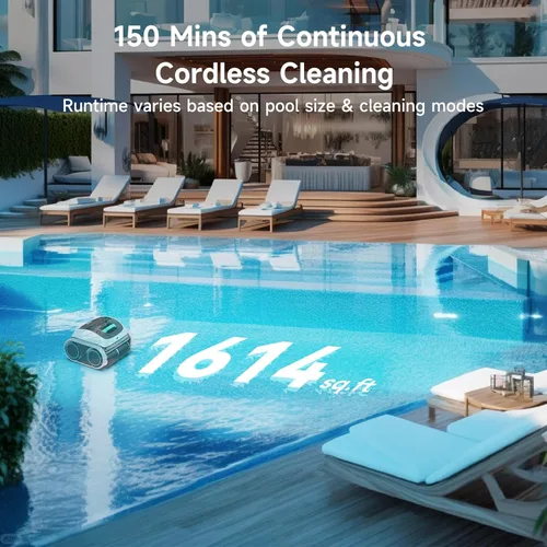 Miniatura 10 de WYBOT Aspiradora robótica C1 para piscina enterrada y sobre el suelo, robot limpiador inalámbrico 4 en 1, limpieza de paredes y líneas de flotación