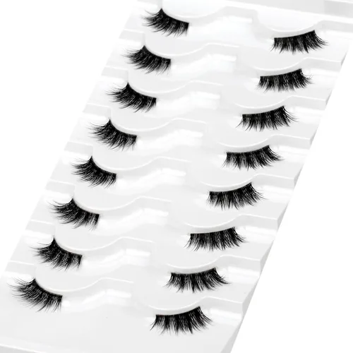 Miniatura 592 de Pooplunch - Pestañas postizas finas de visón sintético, estilo ojo de gato, naturales, cruzadas, tipo racimo, efecto 8D de volumen, tiras