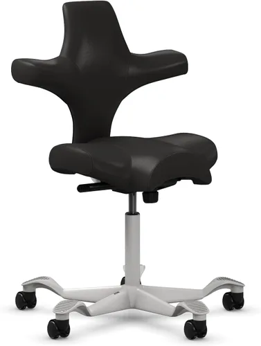 Miniatura 13 de HAG Capisco Silla de escritorio estándar ajustable, marco negro, asiento negro de vinilo ónix