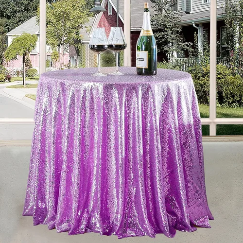 Miniatura 80 de Manteles redondos de lentejuelas negros para fiestas, de 121,9 cm, mantel redondo de purpurina ajustado, pequeño, lindo y dulce, para boda