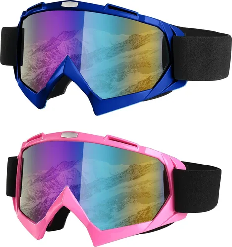Miniatura 9 de LJDJ Gafas de esquí, paquete de 2 gafas de snowboard para nieve, antivaho y protección UV, visión amplia para hombres, mujeres y adultos