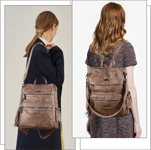 Miniatura 91 de Bolsos mochila monedero de piel sintética para mujer, bolsas con zíper, mochilas de hombro casuales