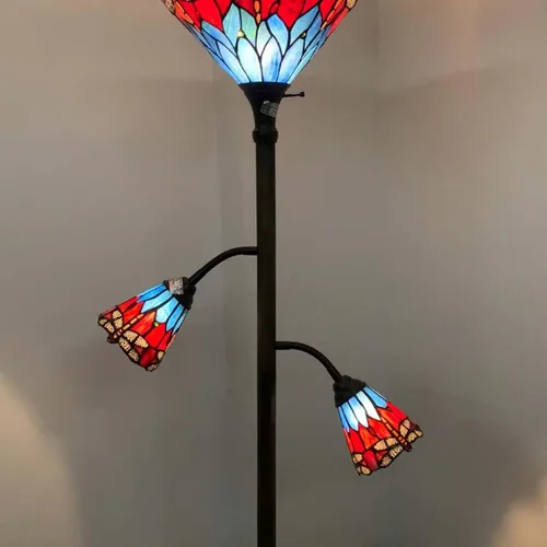 Miniatura 4 de Bieye L10835 Mission Tiffany Style Lámpara de pie de vidrio emplomado para lectura, trabajo y decoración, 3 luces, 70 pulgadas de alto