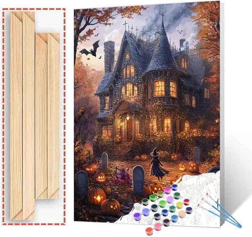 Miniatura 36 de Tucocoo Bumbers - Pintura de paisaje de puerta para adultos, paisaje de lago, pintura por números, pintura acrílica, lienzo junto al lago, plantas