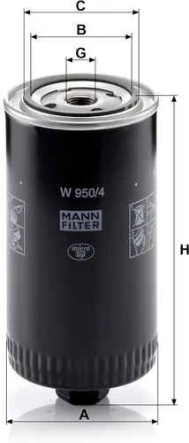 Miniatura 3 de Mann Filter Reemplazo del filtro de aceite giratorio W 950/4 compatible con VW Volkswagen EuroVan (1992-1998), Transporter (1992-1994), Volvo 740